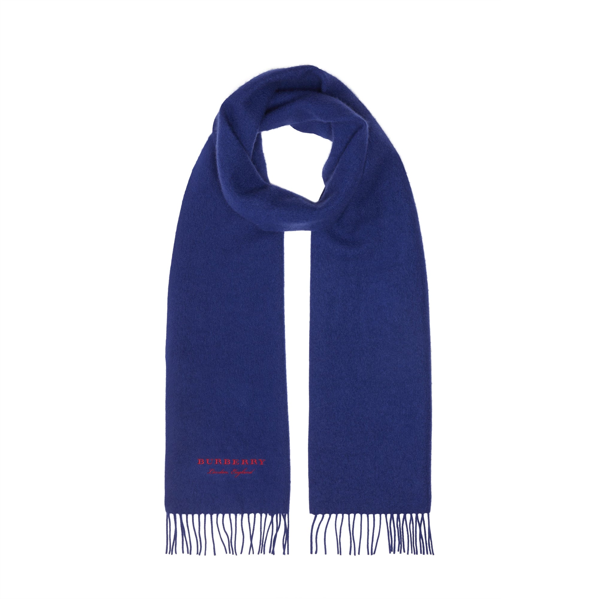 BRIGHT NAVY Écharpe brodée en cachemire molletonné
