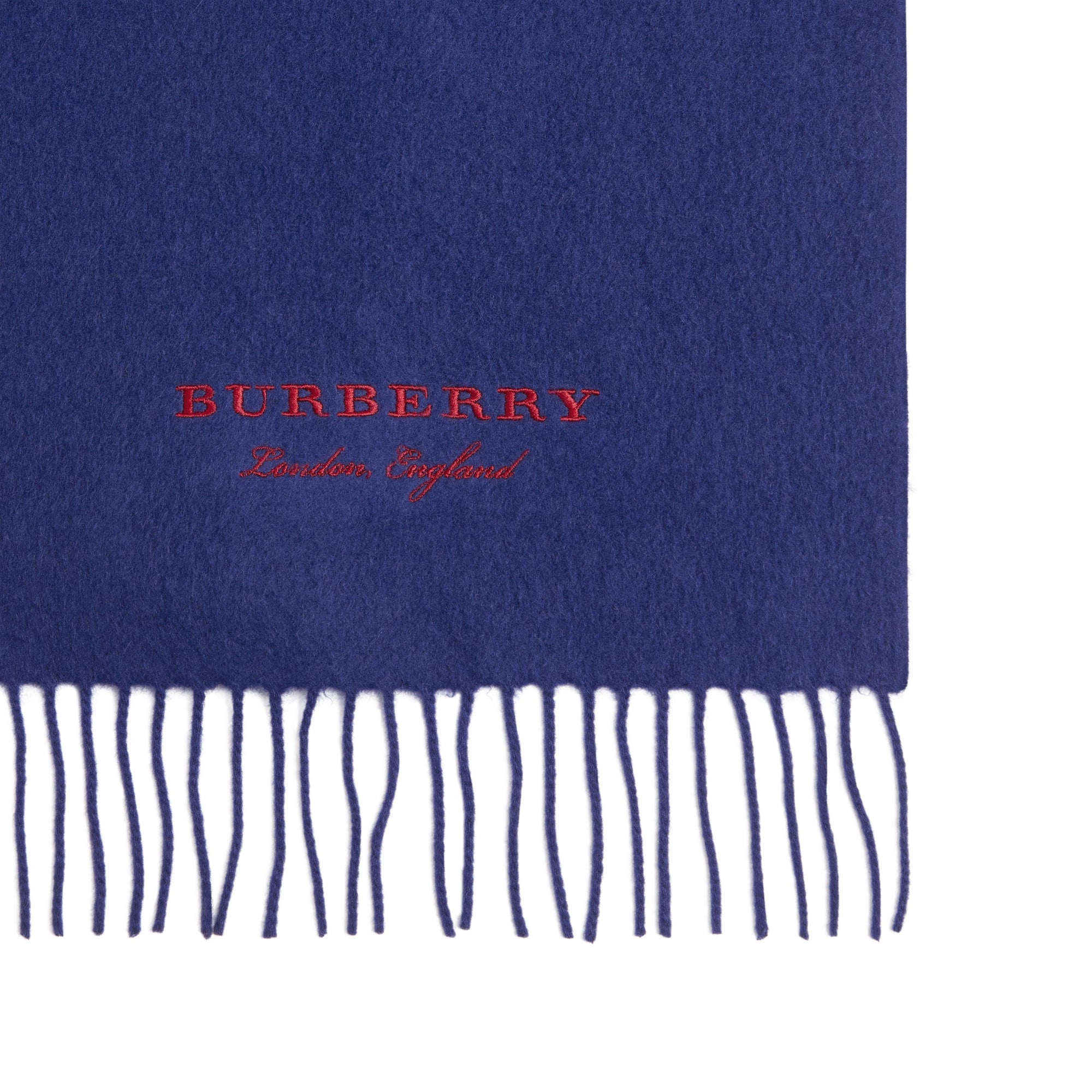 BRIGHT NAVY Écharpe brodée en cachemire molletonné