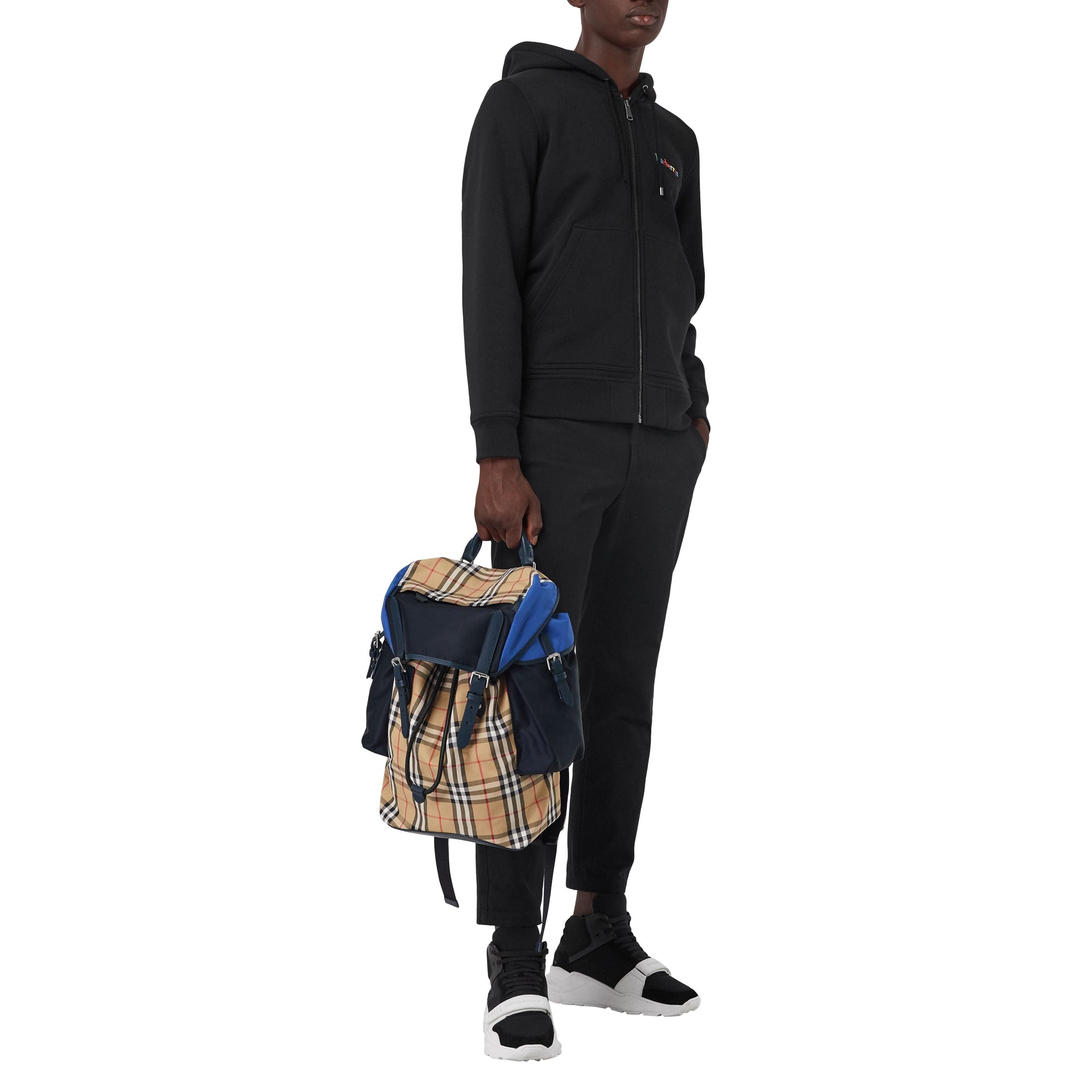 NAVY Sac à dos en cuir à motif Vintage check color-block