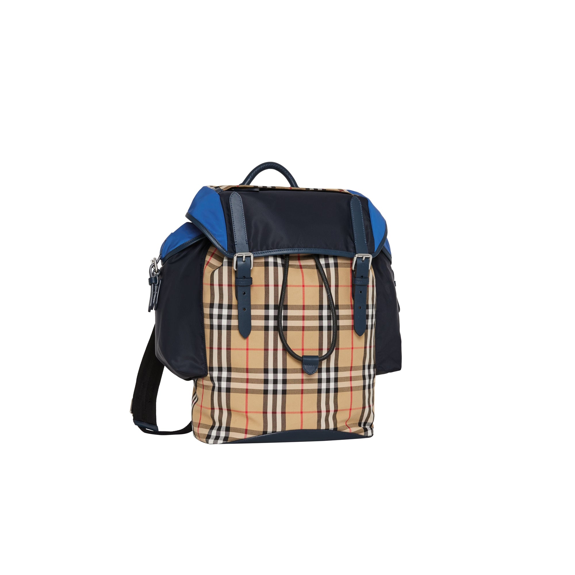 NAVY Sac à dos en cuir à motif Vintage check color-block
