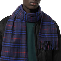 BRIGHT NAVY Écharpe classique en cachemire à motif Vintage check