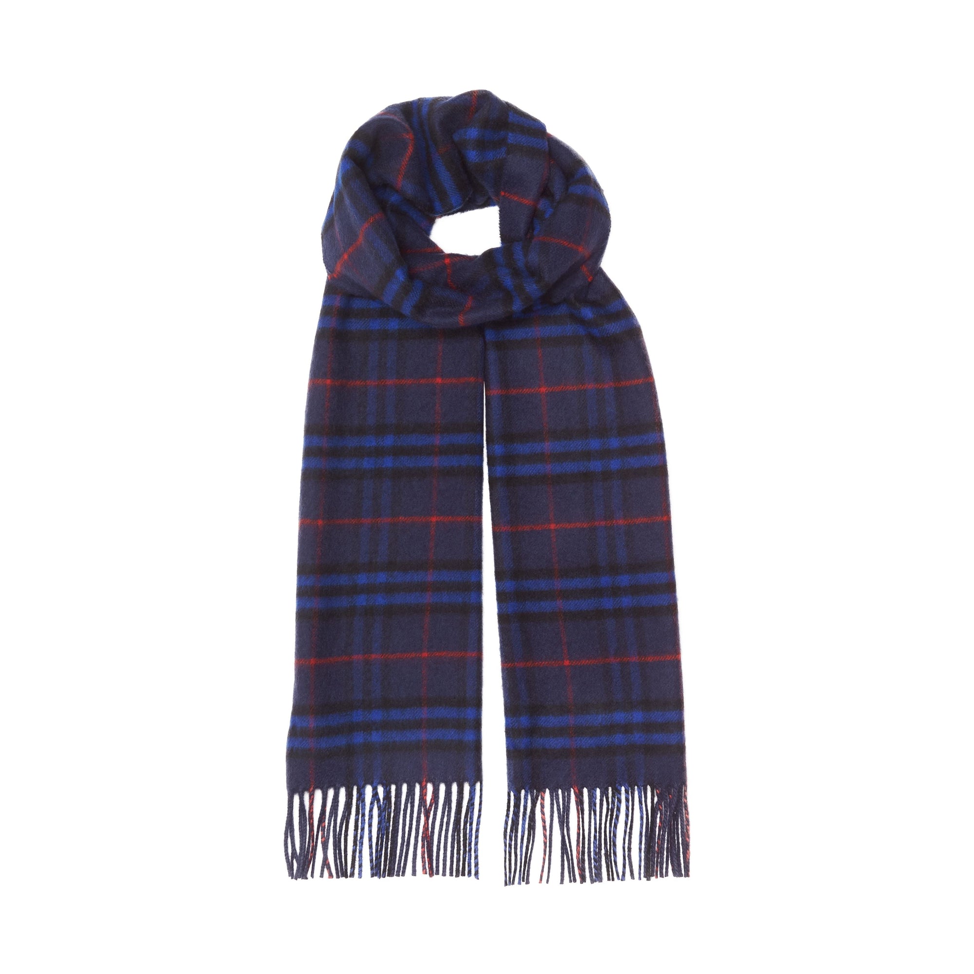 BRIGHT NAVY Écharpe classique en cachemire à motif Vintage check