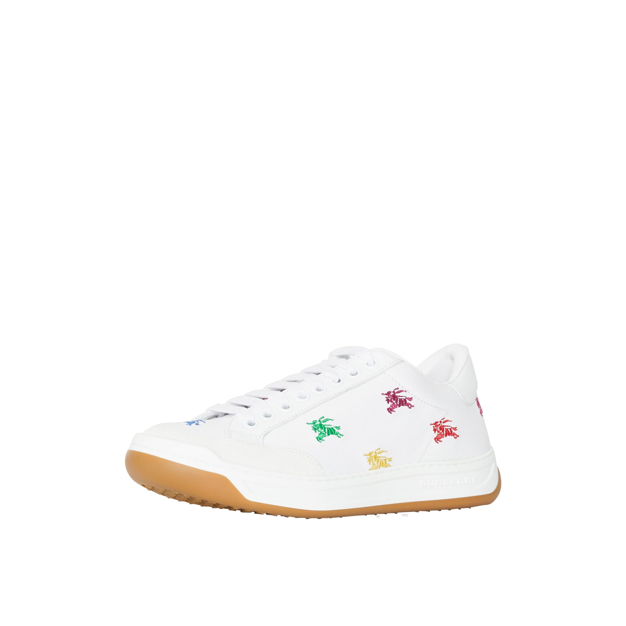 OPT WIT/MULTICOLOUR Sneakers en cuir avec emblème du Cavalier brodé