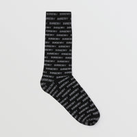 BLACK/WHITE PATTERN Chaussettes en coton mélangé avec logo en intarsia