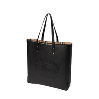 BLACK Grand sac cabas en cuir avec écusson