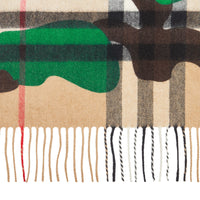 KHAKI Écharpe en cachemire à motif check et camouflage classique