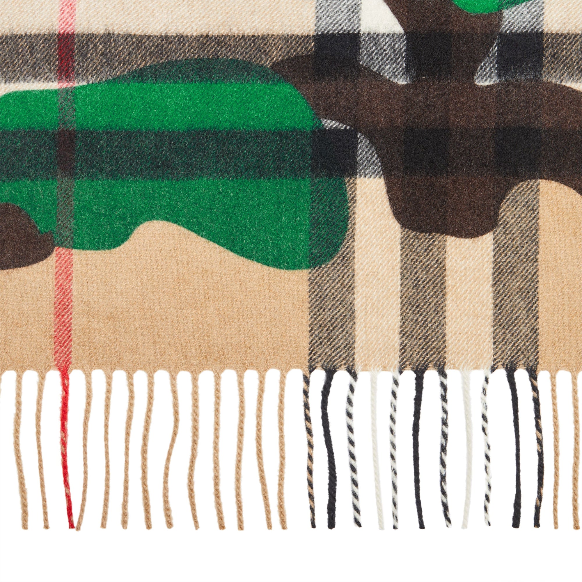 KHAKI Écharpe en cachemire à motif check et camouflage classique