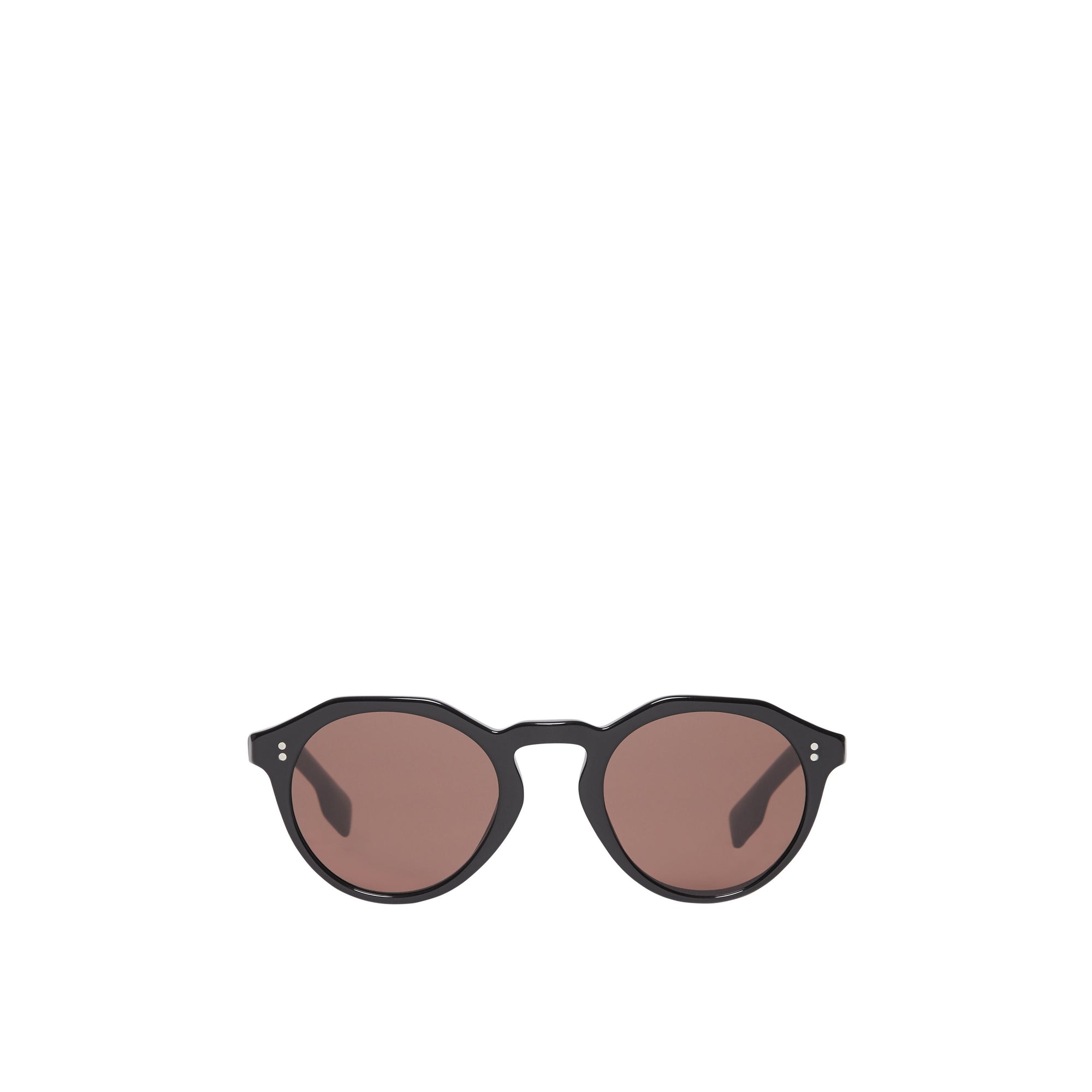 Lunettes de soleil à monture ronde et pont en trou de serrure - Noir