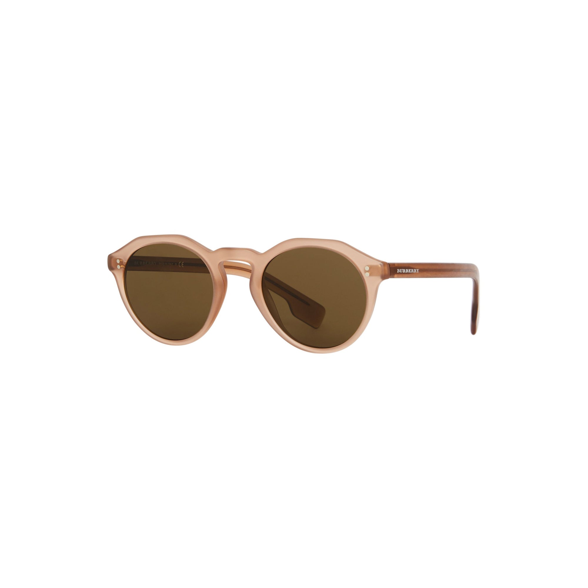 Lunettes de soleil à monture ronde et pont en trou de serrure - Marron