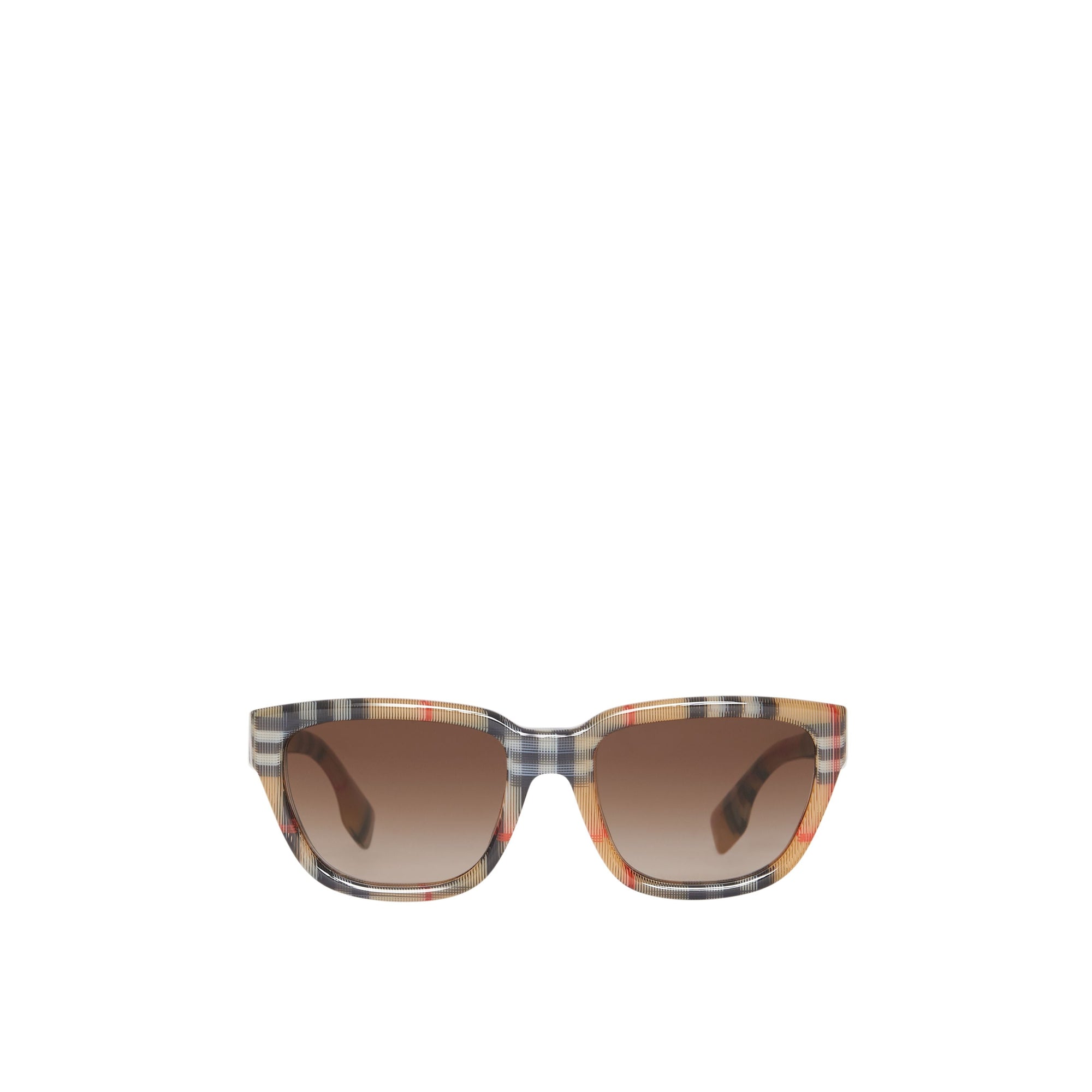 Lunettes de soleil carrées avec vintage check - Jaune antique
