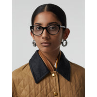 BLACK Monture œil de chat pour lunettes de vue avec Vintage check