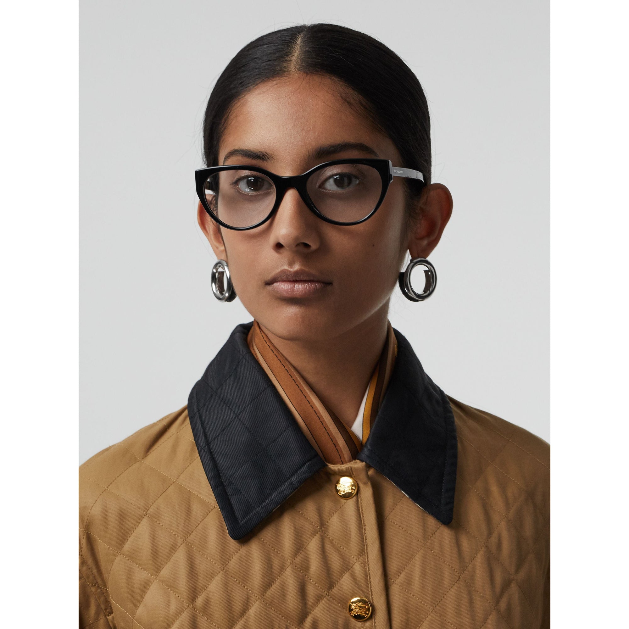 BLACK Monture œil de chat pour lunettes de vue avec Vintage check