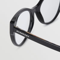 BLACK Monture œil de chat pour lunettes de vue avec Vintage check