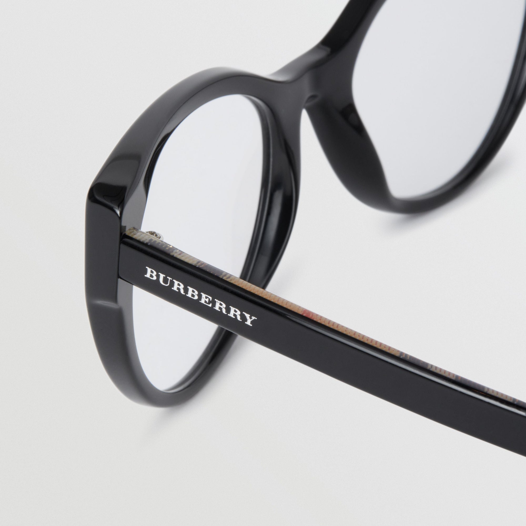 BLACK Monture œil de chat pour lunettes de vue avec Vintage check