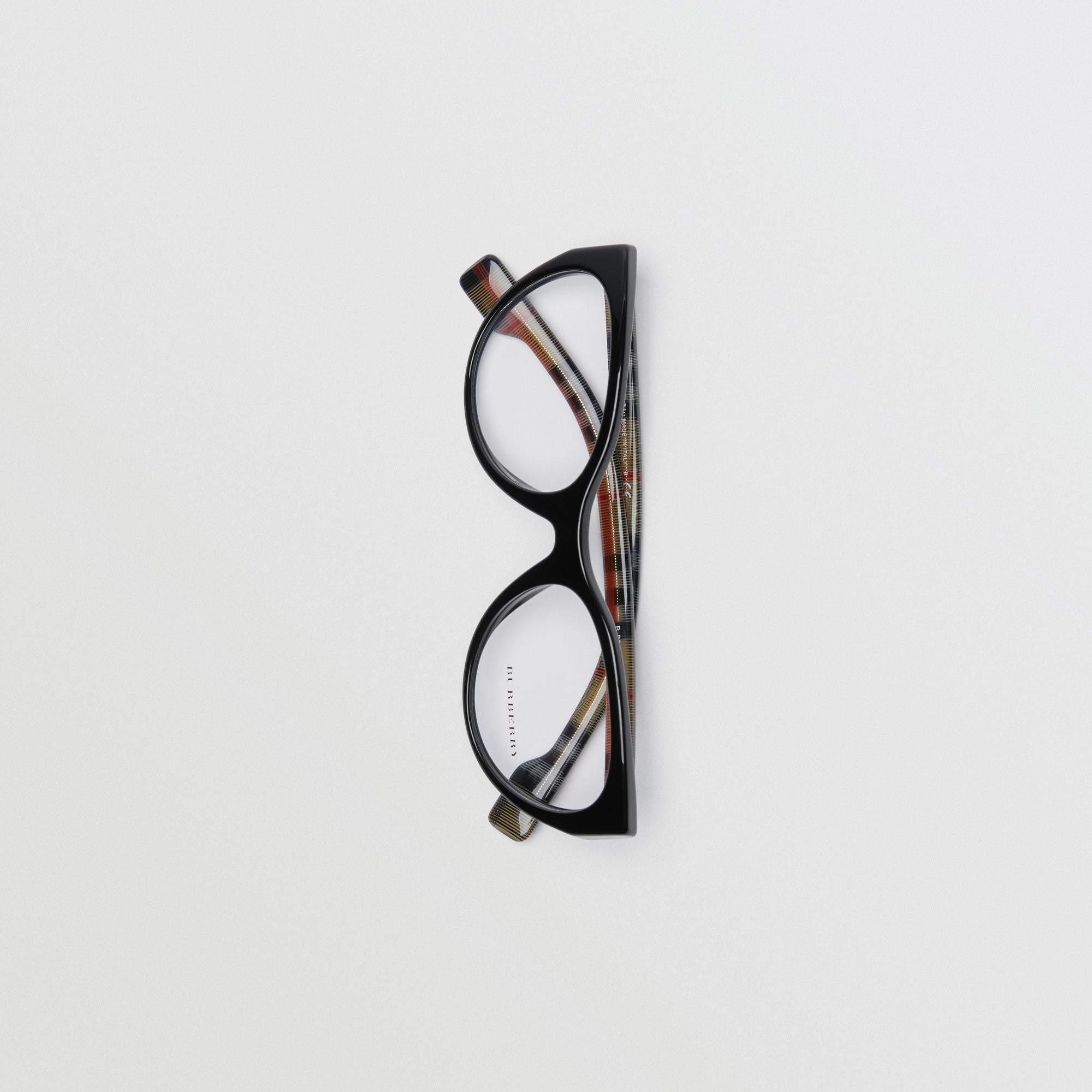 BLACK Monture œil de chat pour lunettes de vue avec Vintage check