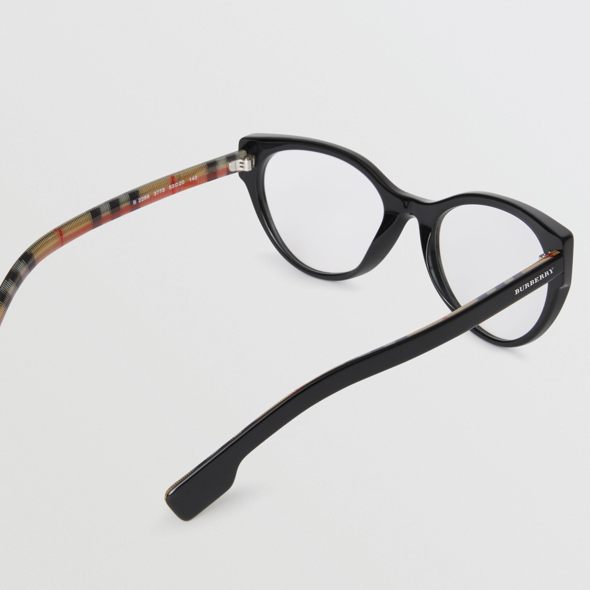 BLACK Monture œil de chat pour lunettes de vue avec Vintage check