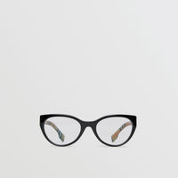 BLACK Monture œil de chat pour lunettes de vue avec Vintage check