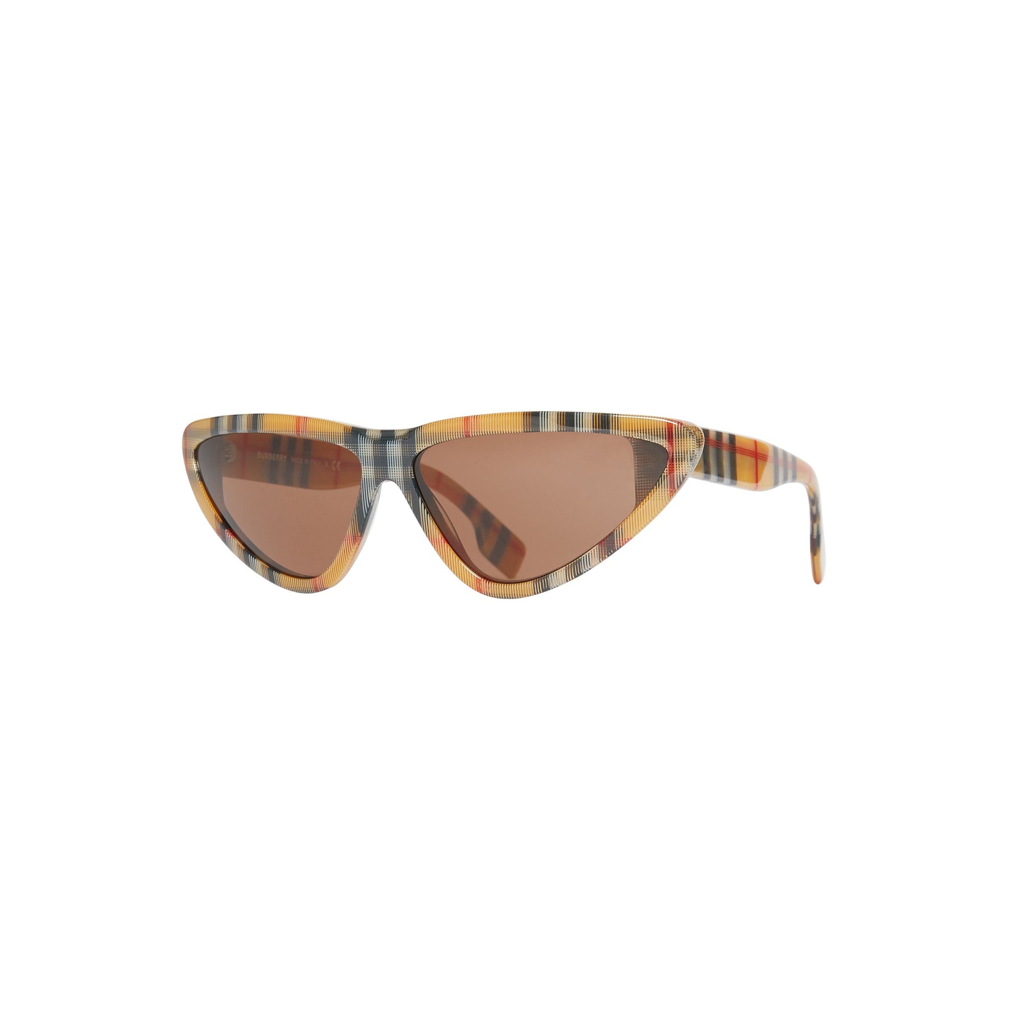 Lunettes de soleil triangulaires vintage check - Jaune antique