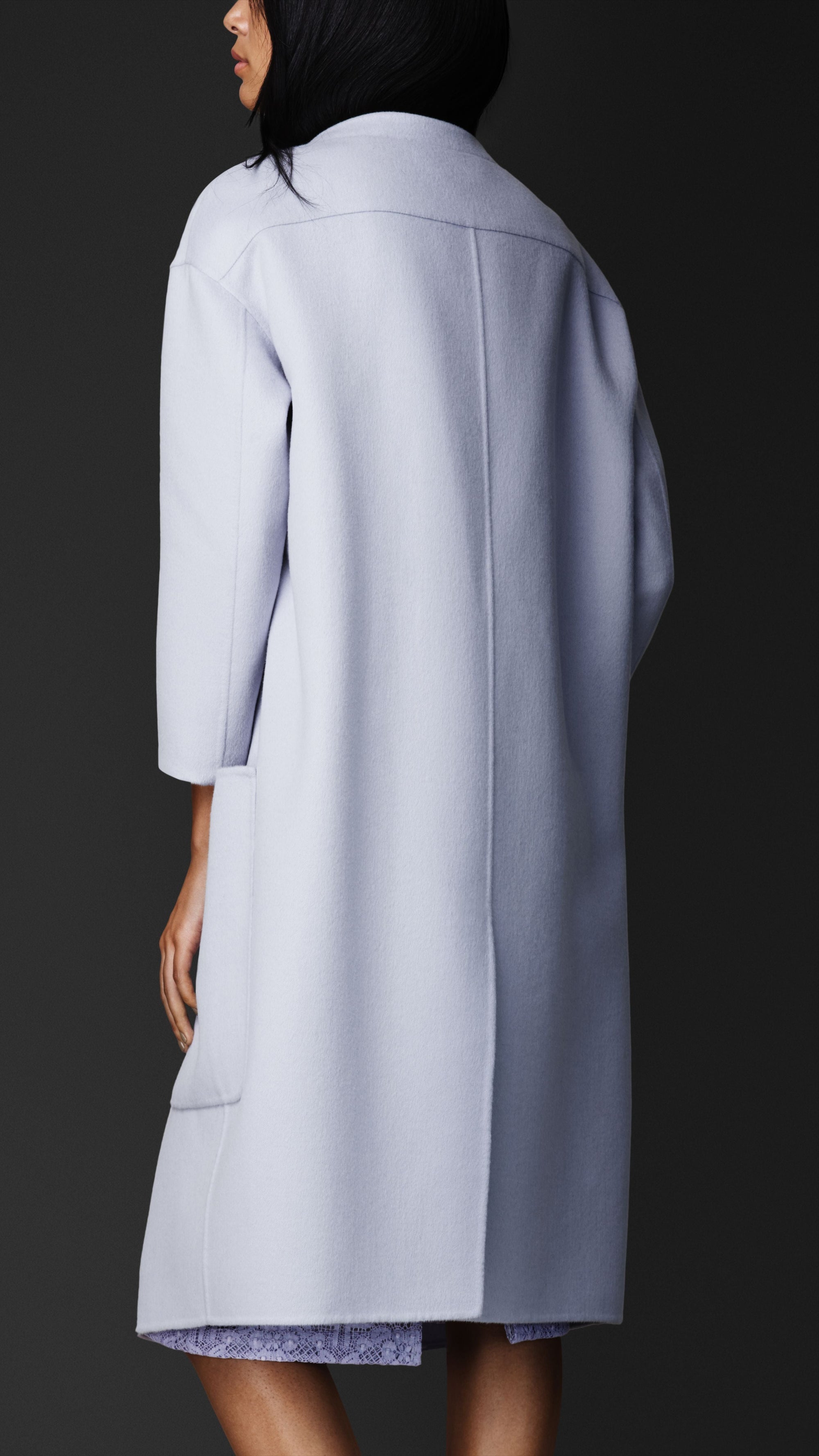 PALE LAVANDER Manteau de style vareuse en double angora et laine