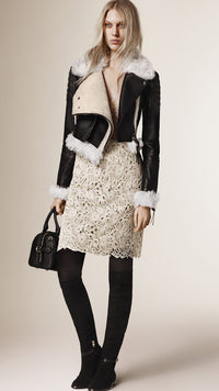BLACK Perfecto en cuir d'agneau avec bordure en shearling