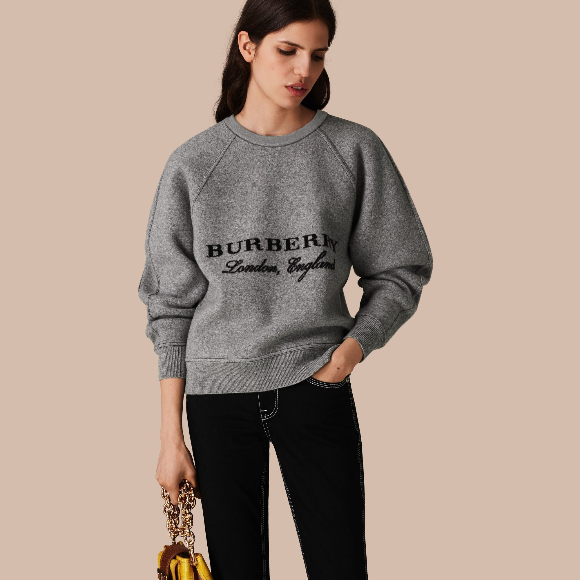 MIDGREYMELANGE_ BLK Sweat-shirt sculptural en laine et cachemire