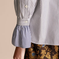 NAVY Chemise en coton à rayures fines avec volants