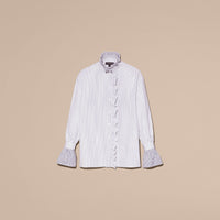 NAVY Chemise en coton à rayures fines avec volants