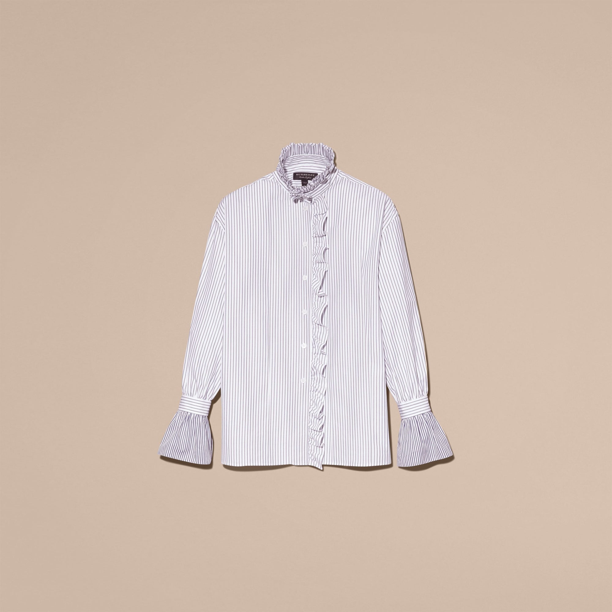 NAVY Chemise en coton à rayures fines avec volants