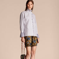 NAVY Chemise en coton à rayures fines avec volants
