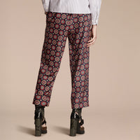 NAVY Pantalon 7/8 en sergé de soie avec imprimé pyjama