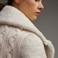 WHITE Caban en shearling pelucheux avec col surdimensionné