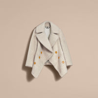 WHITE Caban en shearling pelucheux avec col surdimensionné