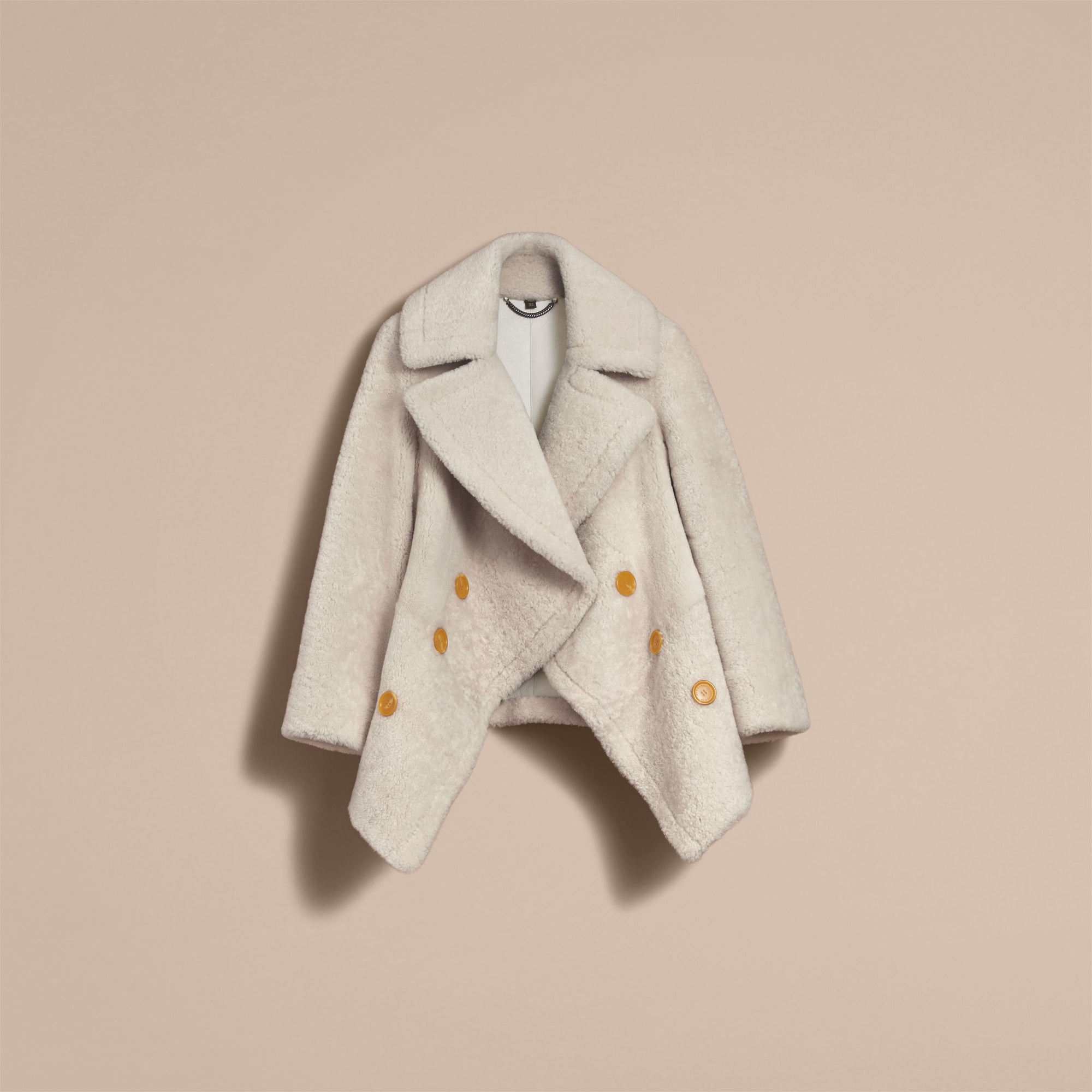 WHITE Caban en shearling pelucheux avec col surdimensionné