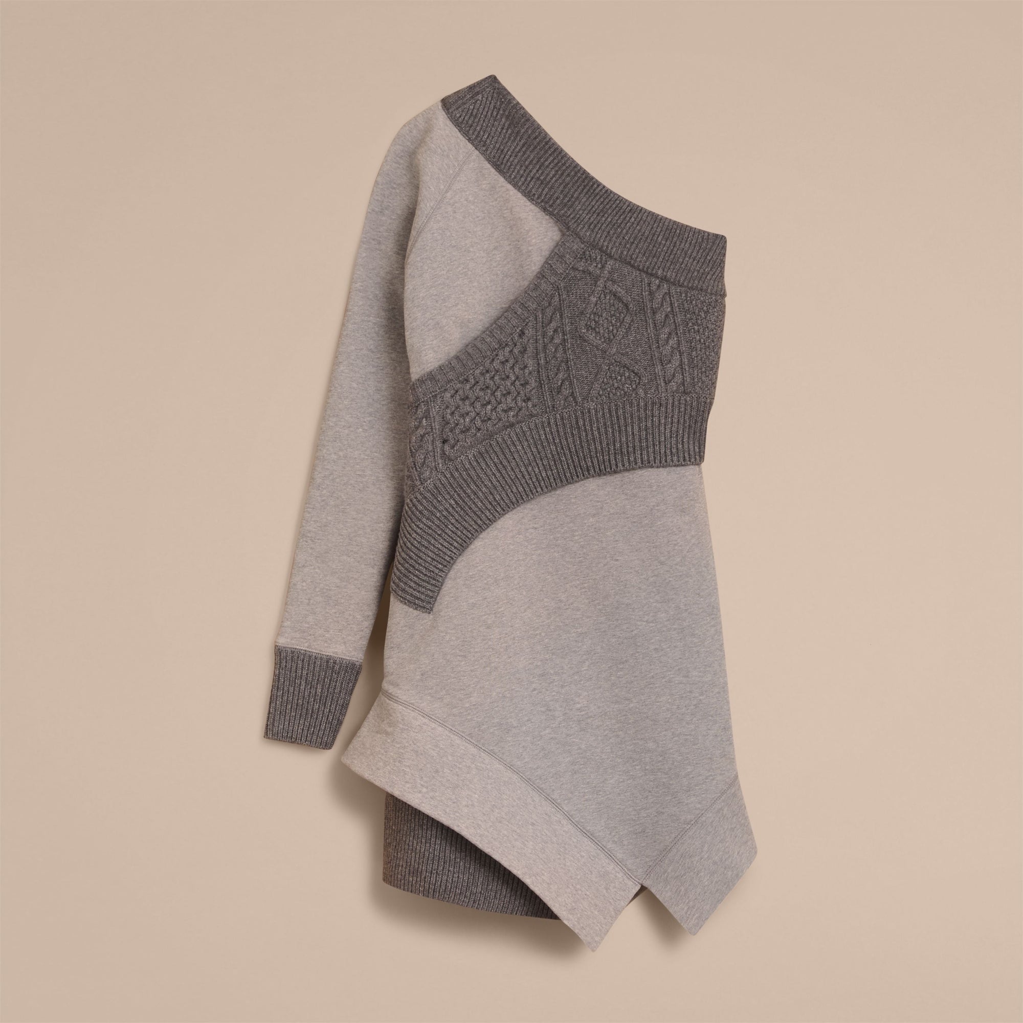 GREY MELANGE Robe sweat-shirt avec panneaux en maille torsadée