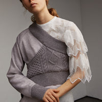 GREY MELANGE Robe sweat-shirt avec panneaux en maille torsadée