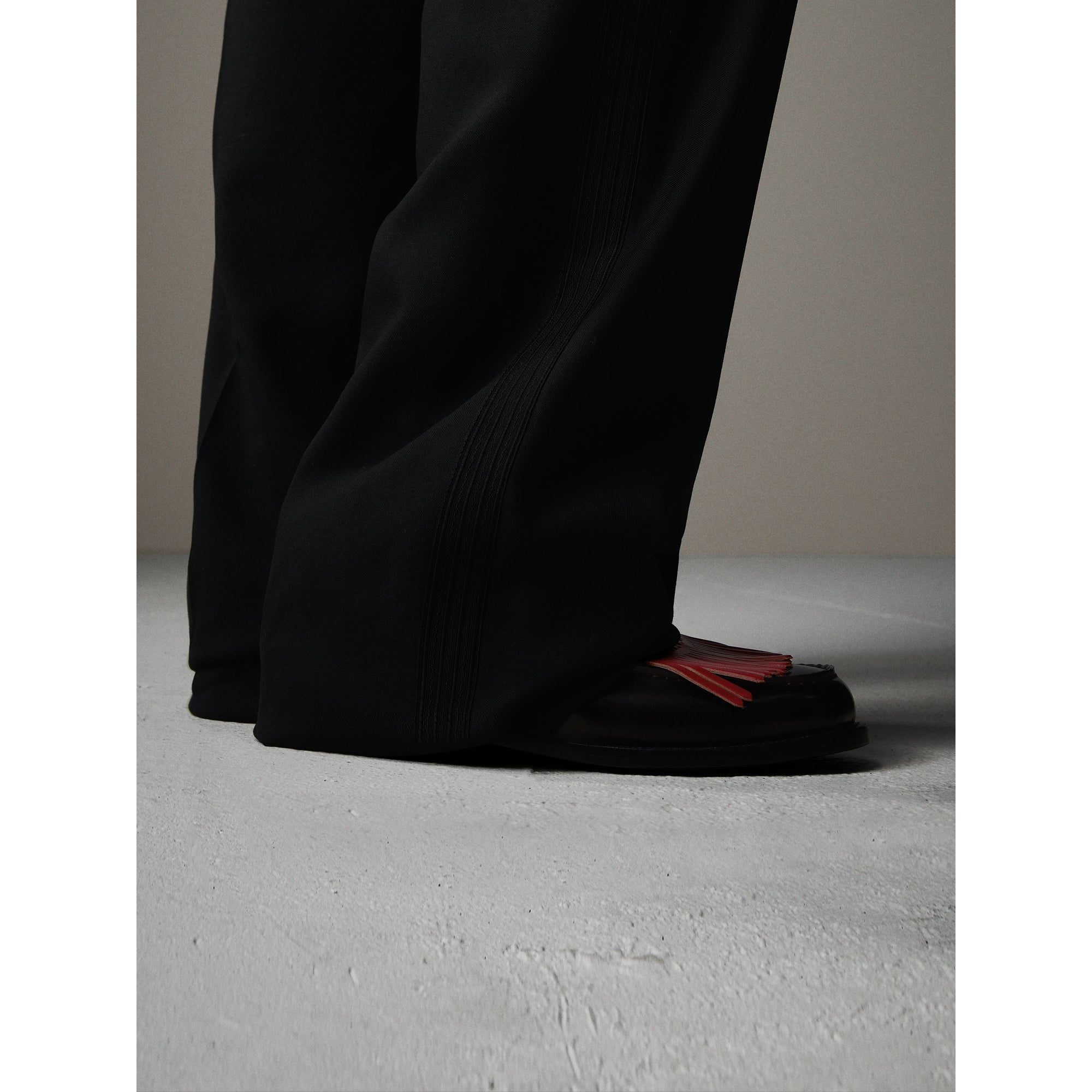 Pantalon de smoking en barathea de laine et de mohair anglais - Noir
