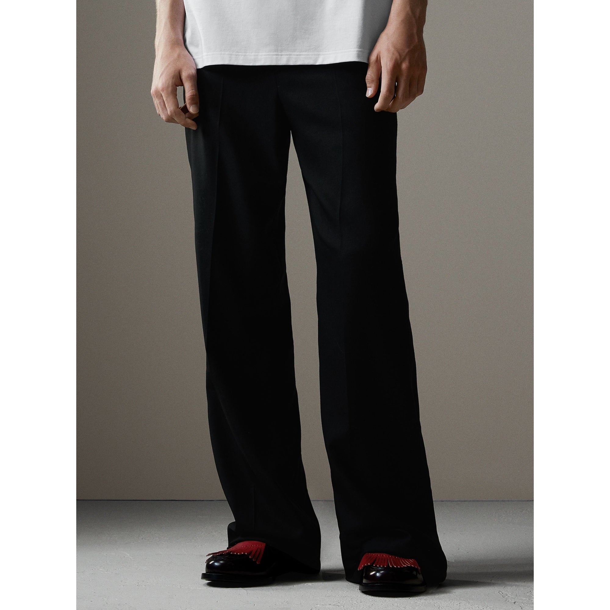 Pantalon de smoking en barathea de laine et de mohair anglais - Noir