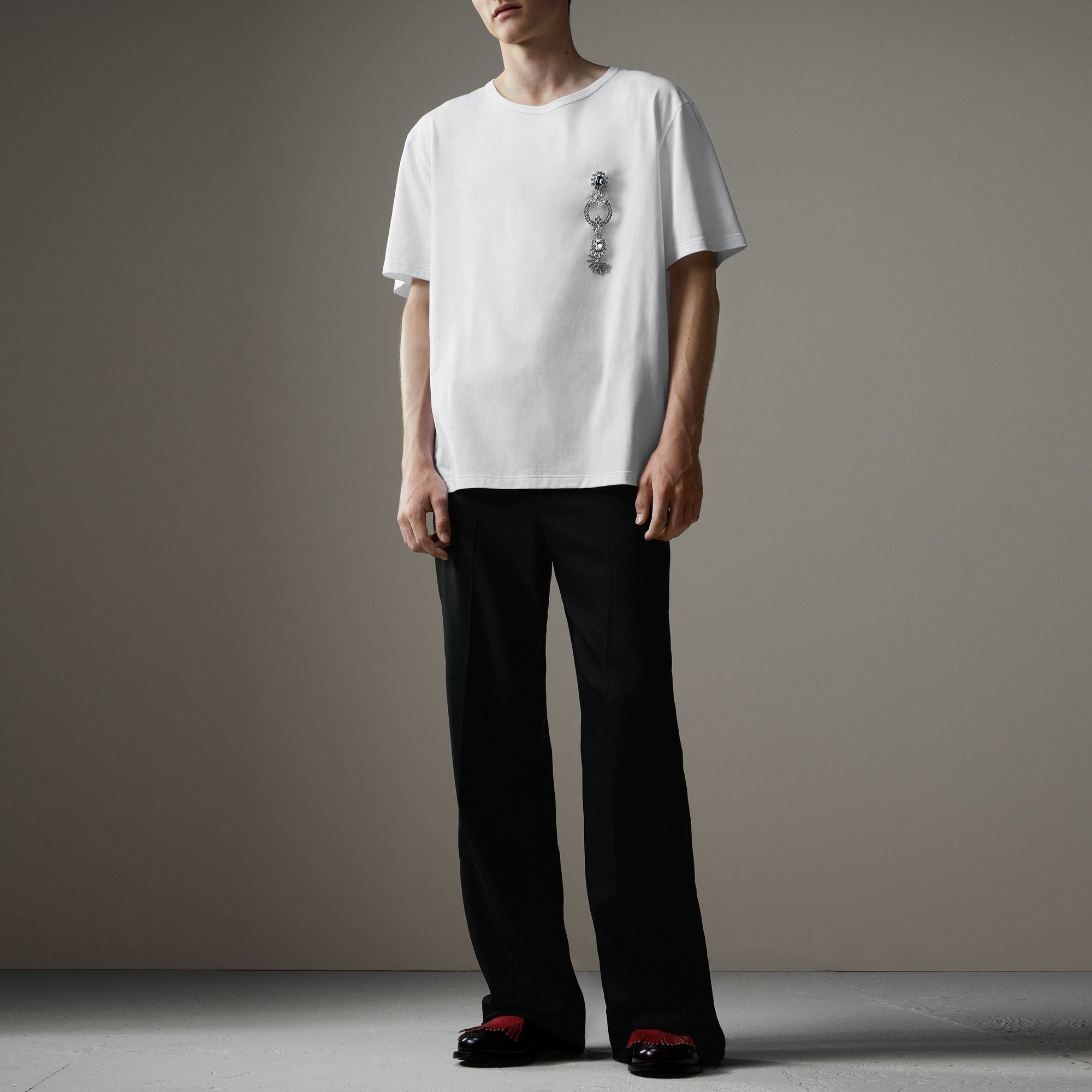 Pantalon de smoking en barathea de laine et de mohair anglais - Noir