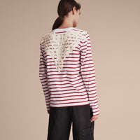 PARADE RED Haut marinière unisexe en coton avec appliqué en dentelle