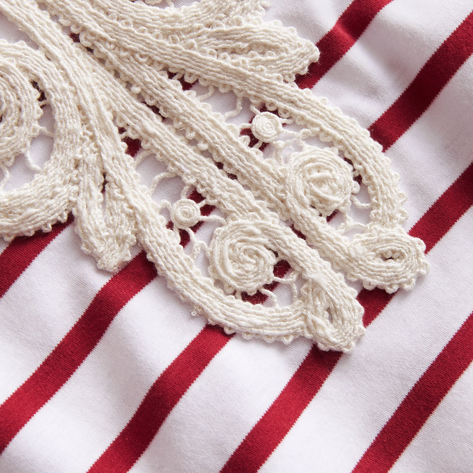 PARADE RED Haut marinière unisexe en coton avec appliqué en dentelle