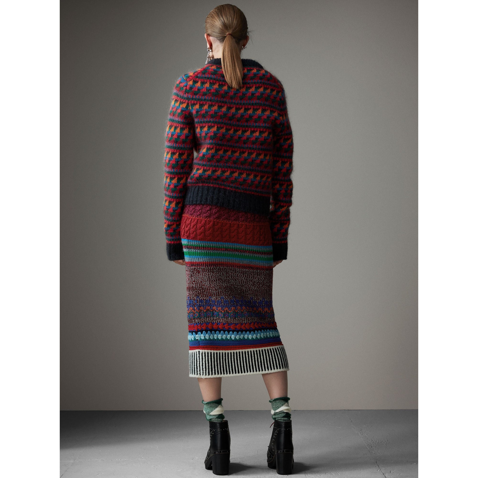 MULTICOLOUR Jupe en cachemire et laine mélangés avec détails crochetés à la main