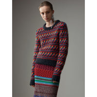 MULTICOLOUR Pull à motif Fair Isle tricoté en laine et mohair mélangés