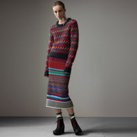 MULTICOLOUR Pull à motif Fair Isle tricoté en laine et mohair mélangés