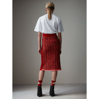 RED_BLACK Jupe en cachemire et laine à maille torsadée et motif géométrique