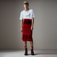 RED_BLACK Jupe en cachemire et laine à maille torsadée et motif géométrique