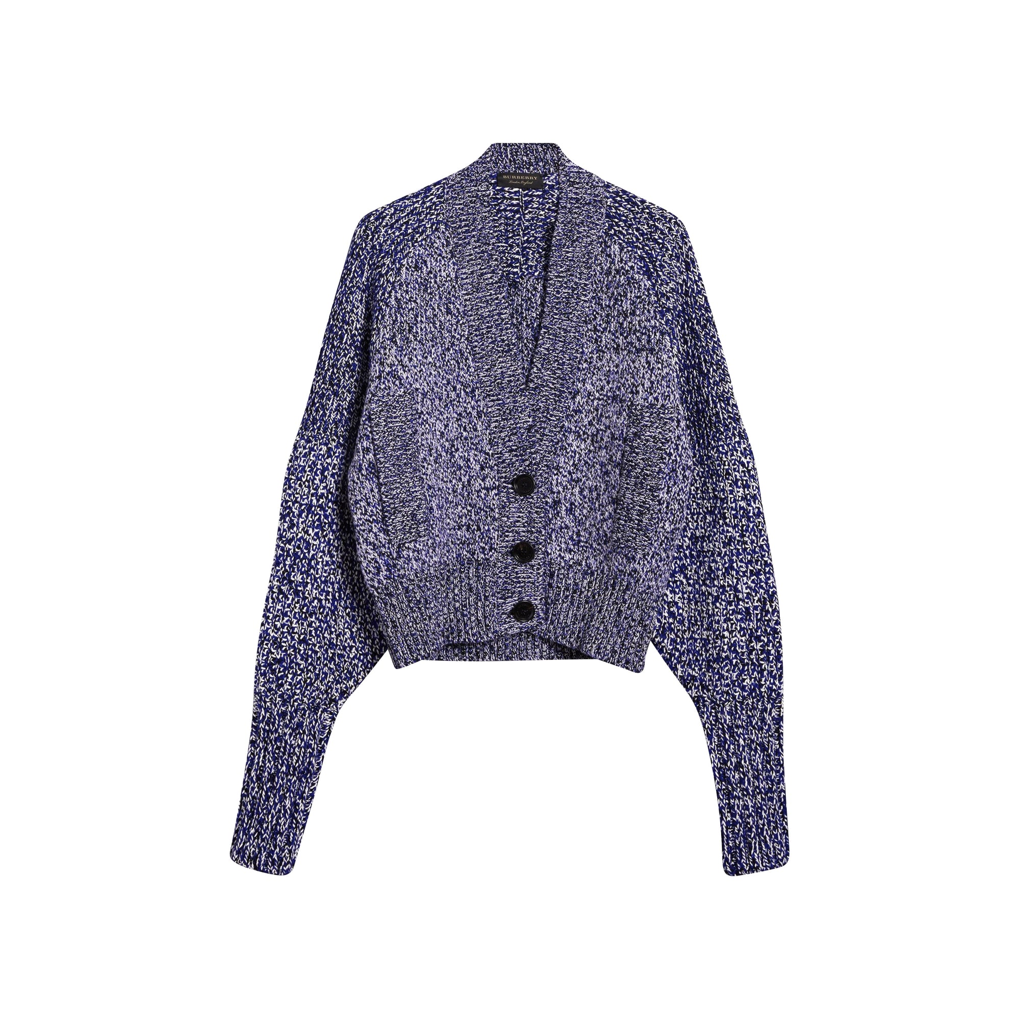 Cardigan en mouliné de cachemire - Marine vif & noir