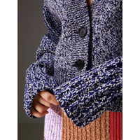 Cardigan en mouliné de cachemire - Marine vif & noir