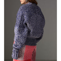 Cardigan en mouliné de cachemire - Marine vif & noir