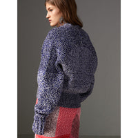 BRIGHT NAVY_BLACK Cardigan en mouliné de cachemire, coton et laine mélangés 