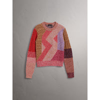 MULTICOLOUR Pull façon patchwork en laine et cachemire moulinés